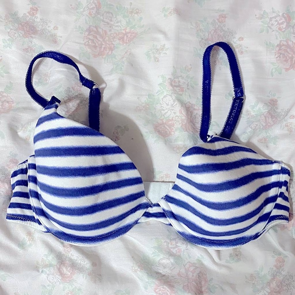 blue and white striped bra only worn once